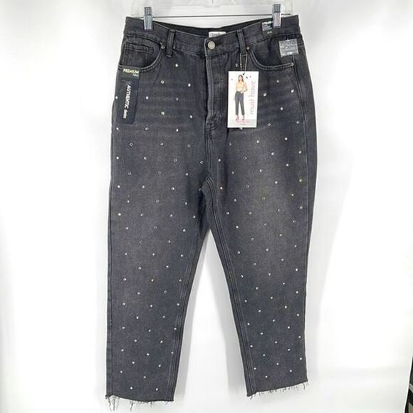 Simple Society distressed super high rise button fly raw hem jeans NEW NWT 7 28 - Picture 2 of 12